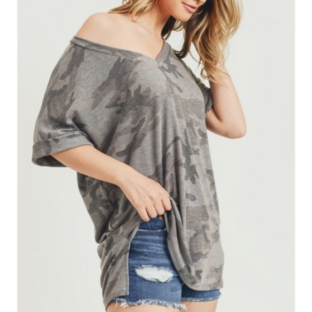Grey Camouflage Top
